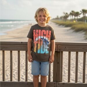 Carter's Brown Tee with Multicolor 'High Tide' Graphic